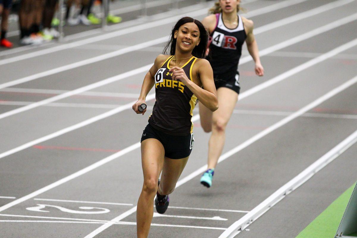 Myiah Sturdivant runs in a relay. Photo / Rowan Athletics.