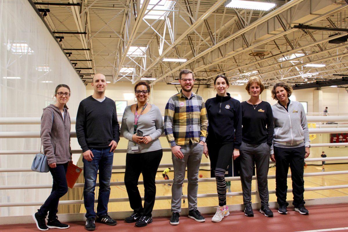 Students and faculty met at Walk Like a Prof to support women in sports. Walk Like a Prof was held the week of National Girls and Women in Sports Day. - Contributor / Christine Harkinson