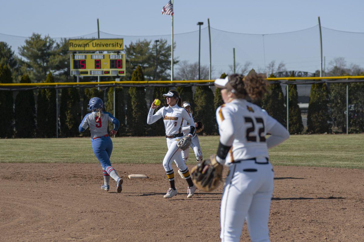 Junior infielder Sonia Sharma with the ball in the team's doubleheader at home against New Paltz. Saturday, March 7, 2020. - Staff Photographer / Benjamin Stephens 