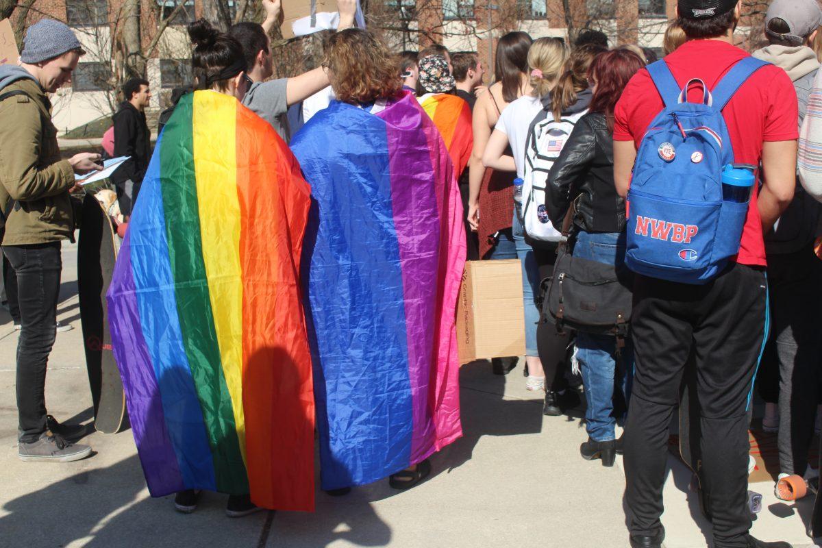 Students represented pride in diversity of sexual orientation and gender identity outside of the Student Center in 2020. - File Photo / Kristin Guglietti