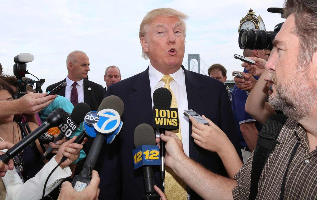 President Trump talks to news reporters. Pallante discusses his views on political journalists' handling of Trump era politics. - Photo via thenation.com