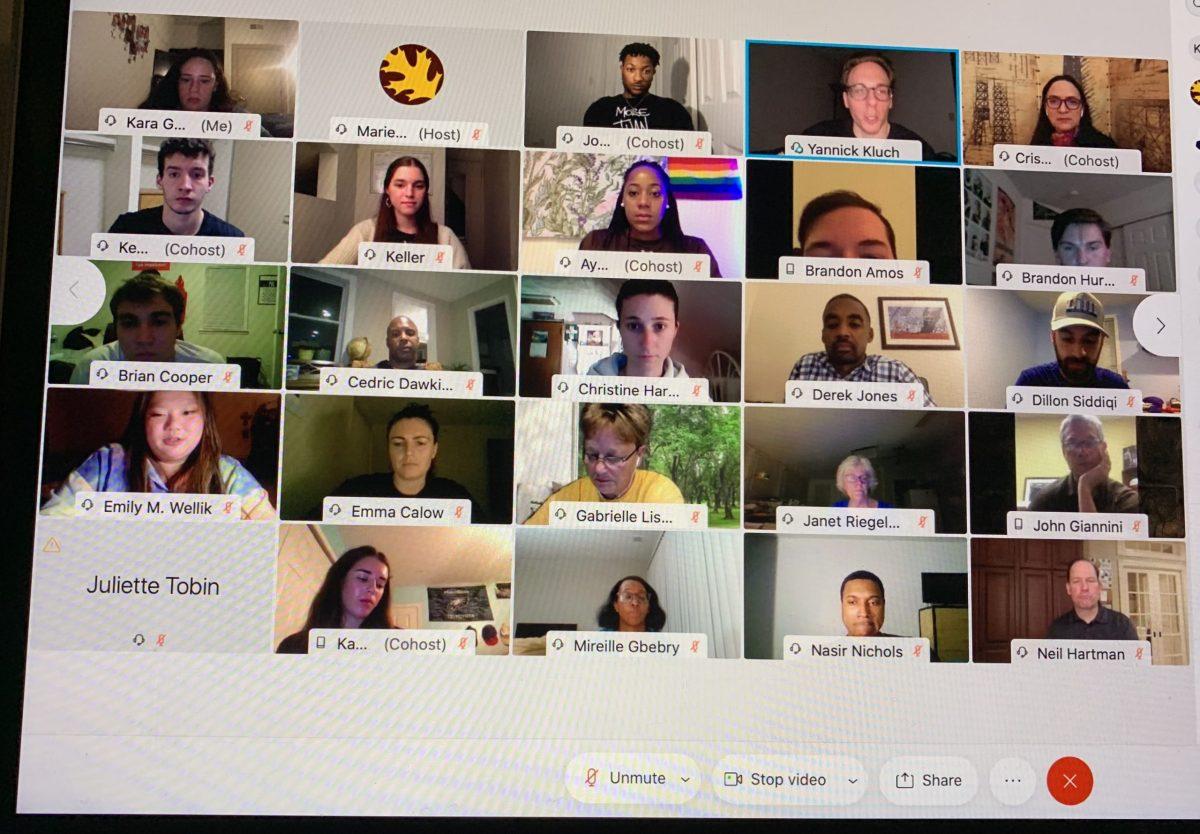 The virtual WA1T panel that was held over WebEx on Oct. 28. The panel included Rowan athletes and athletic staff speaking about issues of inclusion and diversity. - Photo / Kara Guno 