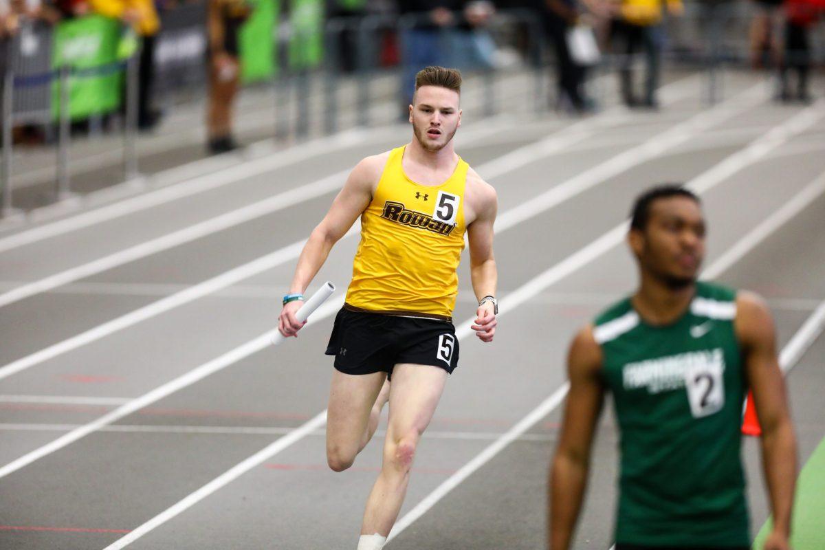 Senior runner Fracis Terry runs during a meet. Terry has overcome an early career injury to become an All-American in the 4x400. - Photo / Rowan Athletics 