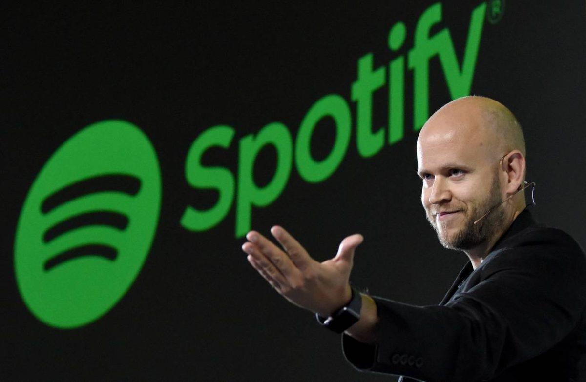 Spotify's CEO, Daniel Ek, at a past presentation. - Photo via wsj.com