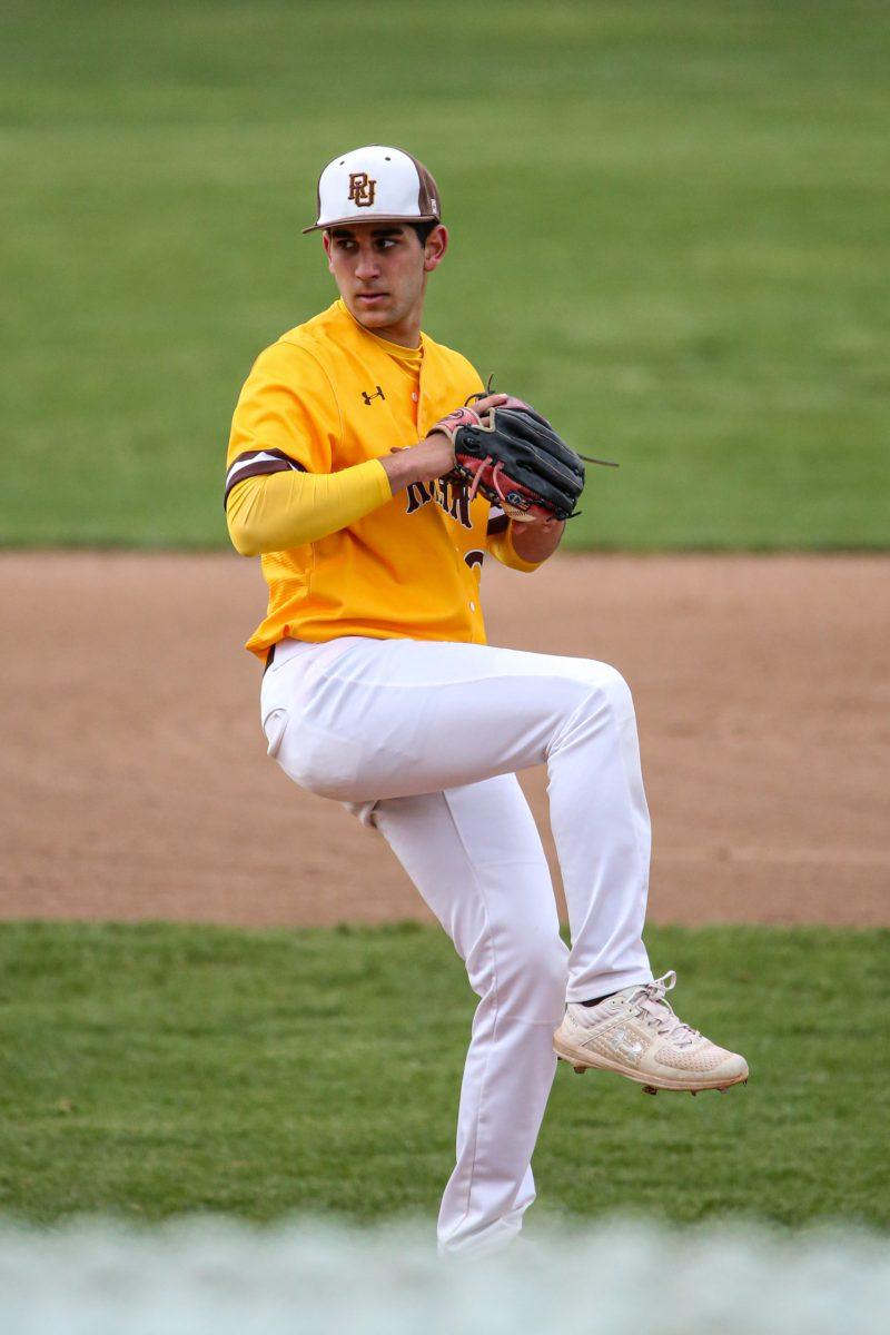 Rowan baseball's Eli Atiya starts up his pitch against William Paterson on April 17. Atiya pitched seven innings and recorded eight strikeouts in Rowan's 6-0 win. - Staff Photographer / Vincent Rebbechi 