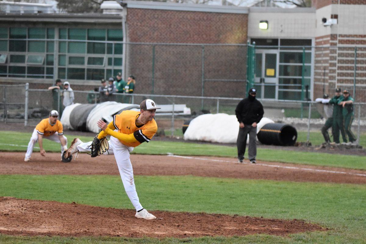 Pitcher Drew Ryback throws a pitch against NJCU on Friday, April 9. Ryback went seven innings, not giving up any runs in Rowan's 15-0 victory. - Staff Photographer / Nicholas Feldman