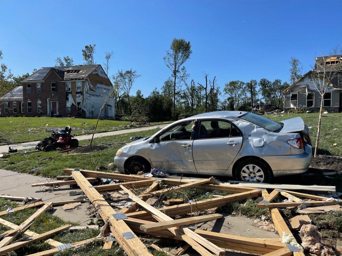 Car damaged from the tornado in Mullica Hill. -Photo via Nick Pittman