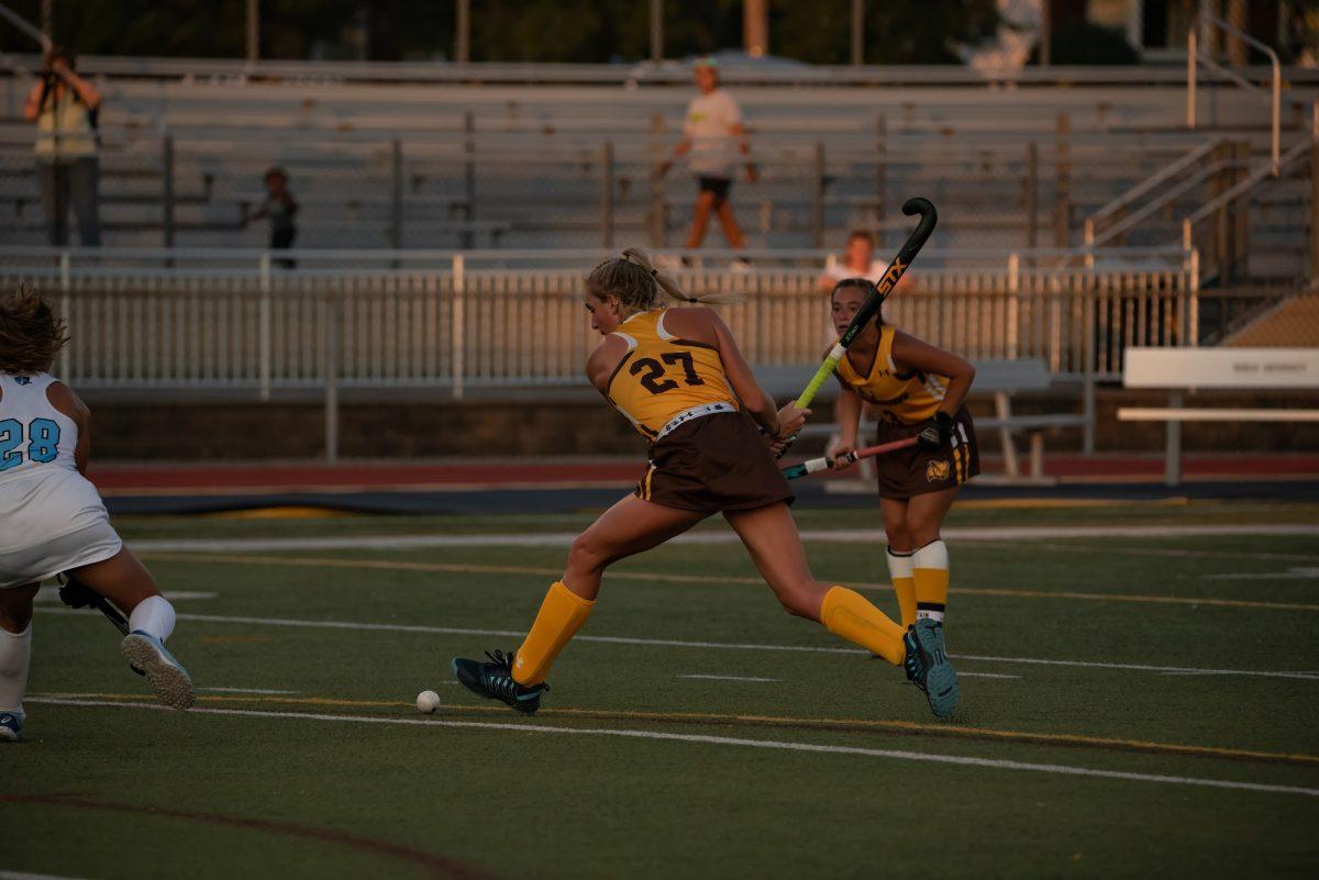 Rowan's Julia Cavicchio attempting a shot in their 2-3 loss against John Hopkins. The shot would be good and Cavicchio's first goal of her career. Saturday, Sept. 11, 2021. - Multimedia Editor / Nick Feldman