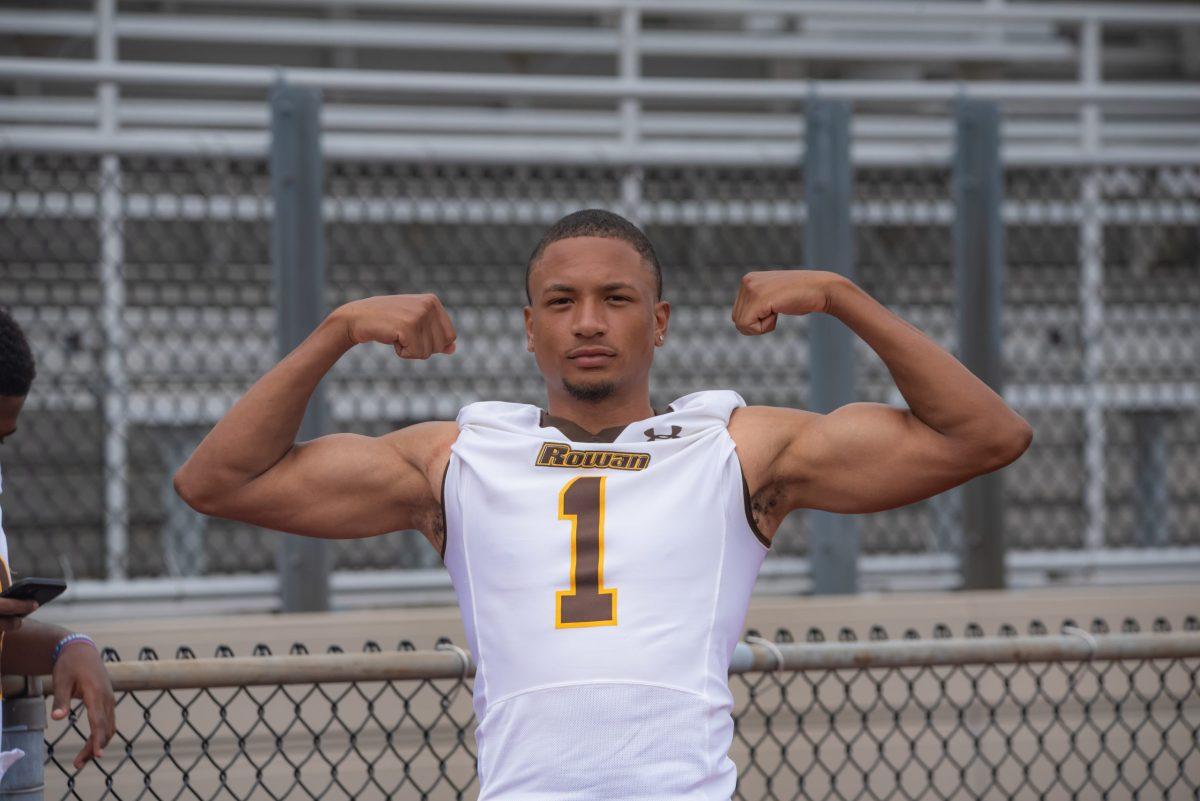 Malachi Winters posing at Rowan Football's Media Day. - Multimedia Editor / Nick Feldman 