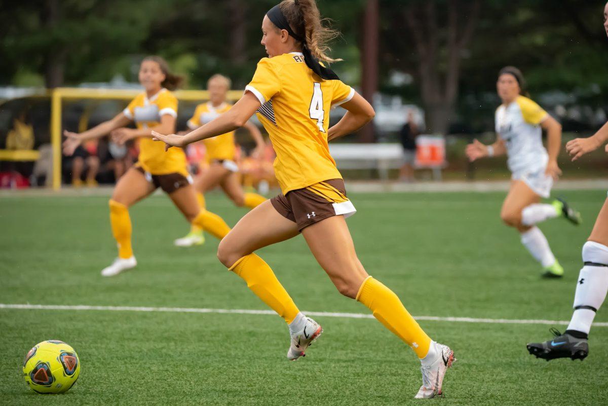 Nina Carlson during a game against Adrian earlier this month. Carlson scored one goal and took 12 shots against Ramapo. Sunday, Sept. 5, 2021. - Multimedia Editor / Nick Feldman
