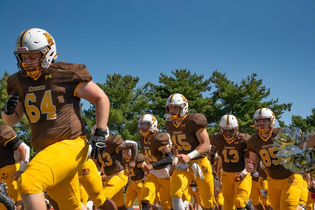 Rowan running out to the field before a game earlier this season. The team heads to Kean this weekend looking for their first win. Saturday, Sept. 11, 2021. - Multimedia Editor / Nick Feldman