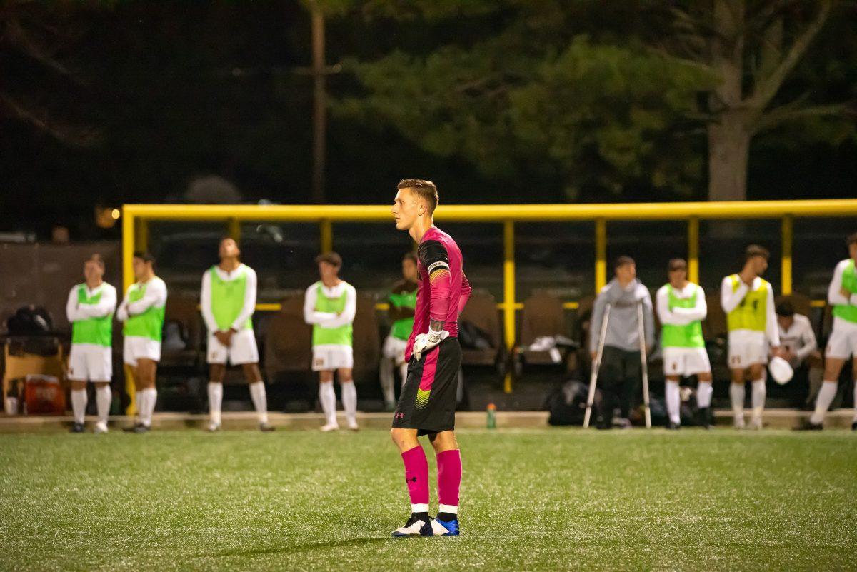 Rowan's James Weinberg during a game earlier this month. Weinberg would have seven saves but let up two goals in their 2-1 loss to Montclair State this past weekend. Wednesday, Oct. 13, 2021. - Multimedia Editor / Nick Feldman