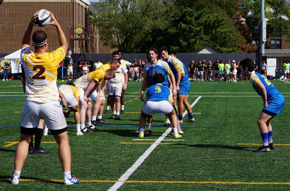 Rowan setting up before a line-out in a game earlier this month. Rowan would lose their first match of the season this past weekend to Salisbury. Saturday, Oct. 1, 2021 - Staff Photographer / Ashley Craven