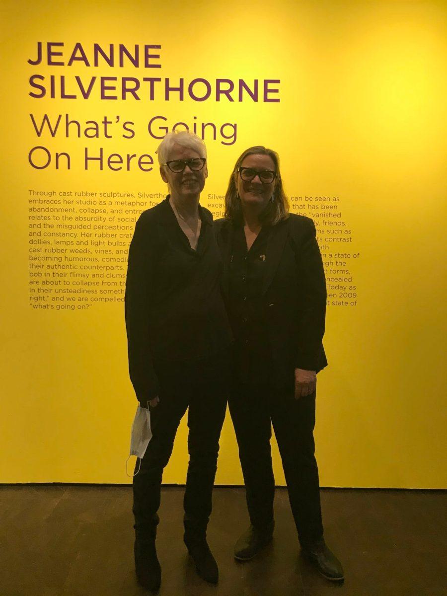 Artist, Jeanne Silverthorne and Rowan University Art Gallery Curator, Mary Salvante. / Photo via RUAG Facebook