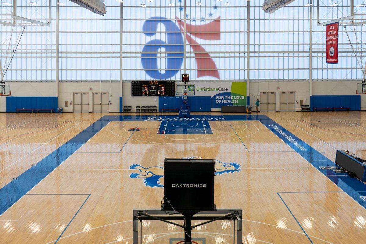 Chase Fieldhouse, the home court of the Delaware Blue Coats. The team will be returning to this court on Nov. 6 in their season opener. Thursday, Nov. 4, 2021. - Staff Photographer / Joey Nicolo