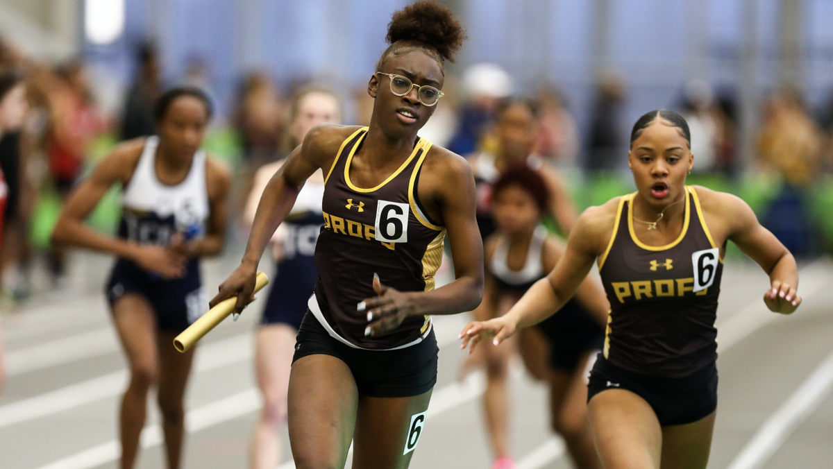 Rowan's Promise Fadahunsi during a race. Fahahunsi finish first in two events at their meet this weekend. - Photo / Rowan Athletics