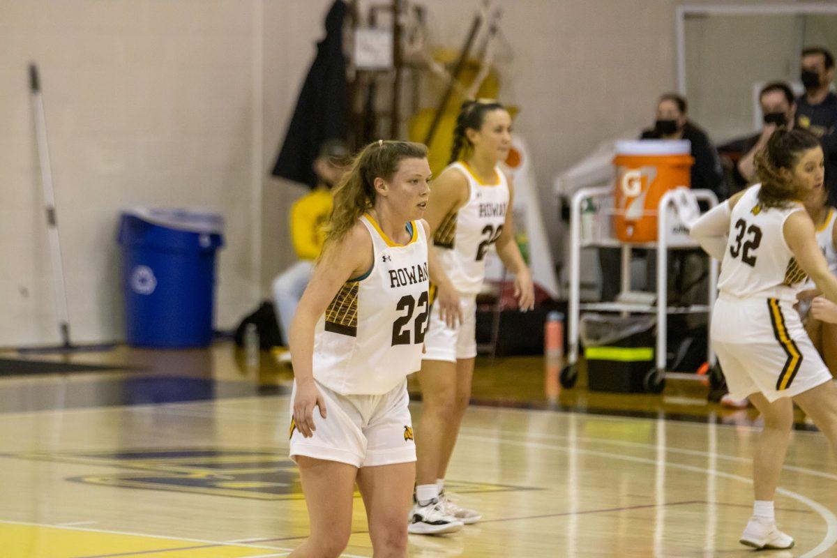 (From front to back): Grace Marshall, Savanna Holt, and Kate Herlihy on defense. The Prof's defense helped lead to their victory over Rampo on Saturday afternoon. Monday, Jan. 31, 2022. - Multimedia Editor / Lee Kotzen