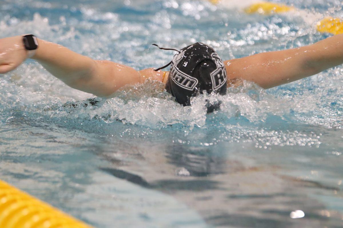 A Rowan women's swimmer during a meet. Rowan ended their regular season undefeated in dual meets. Saturday, Jan. 22, 2022. - Multimedia Editor / Lee Kotzen 