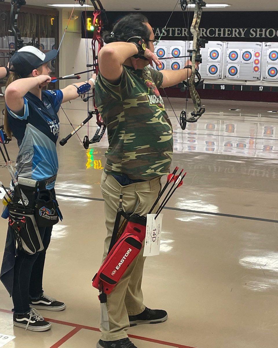 Justin Vieira and his teammate during a practice. Rowan Archery was founded in 2014 and just competed at Nationals. - Photo / via Bryan Winkler and Joel Gupta