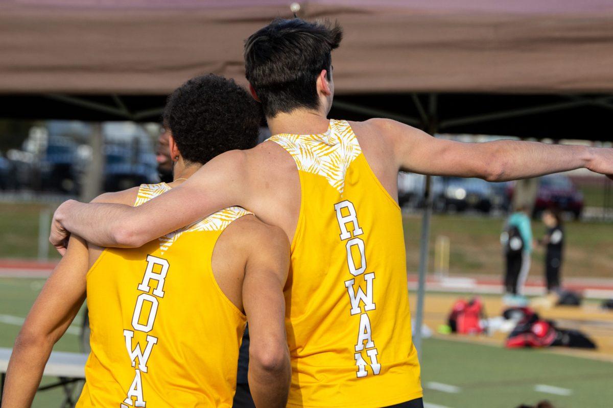 Two Rowan track & field members at the Oscar Moore Invitational. There was no team scoring, but multiple Profs did end the day with first place finishes. Saturday, March 26, 2022. - Multimedia Editor / Lee Kotzen