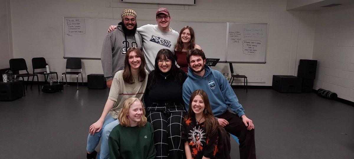 Top row: Juptej Singh (Male Greek Chorus), Alec Lacher (Assistant Stage Manager), Bella DeNapoli  (Stage Manager). Middle row: Mattie Millet (Female Greek Chorus), Marisa Pelikan (Director), Nathan Fitch (Peck). Bottom row: Rachel Kumor (Teenage Greek Chorus), Julia Rose Majerscak (Li’l Bit). / Staff Writer Chelsea Valcourt