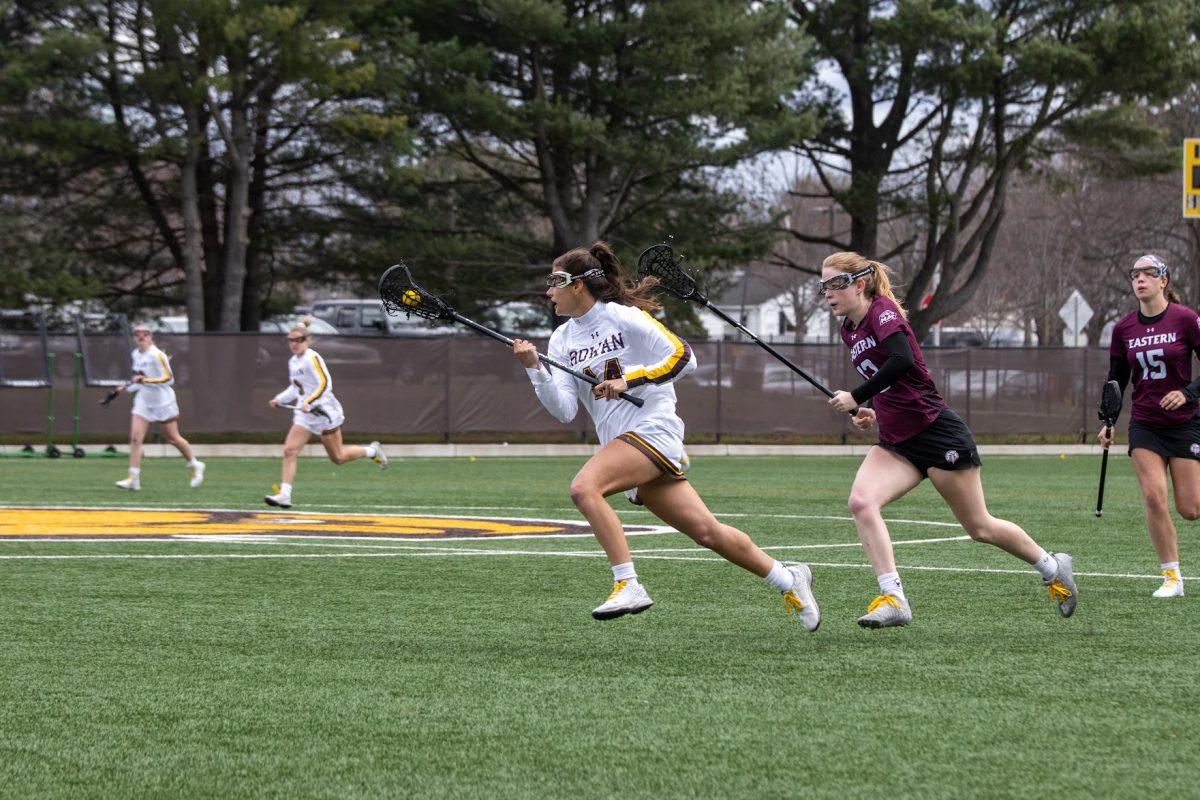 Sophia Schiavo running down the field earlier this season. Schiavo and the team has picked up two back-to-back wins this past week. Saturday, March 26, 2022. - Multimedia Editor / Lee Kotzen