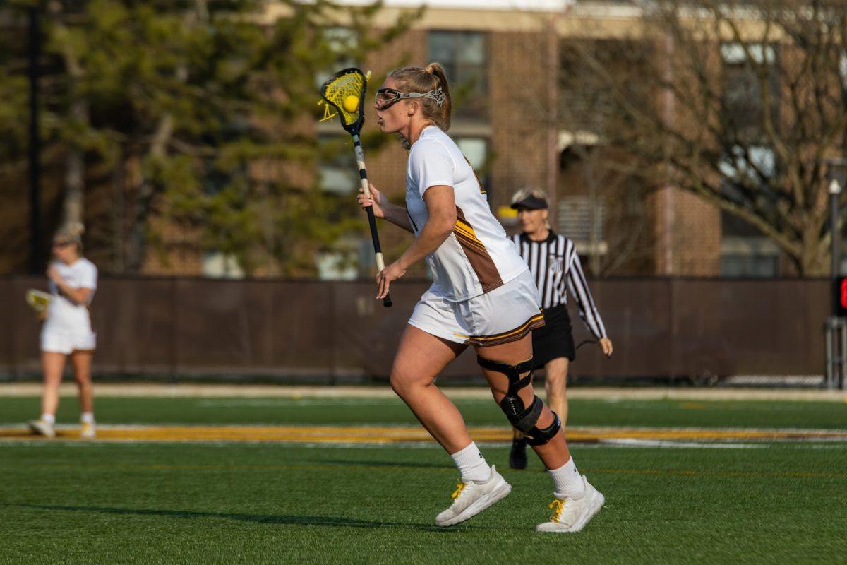 Elise Cohan with control of the ball. Cohan is averaging four goals per game this season. - Saturday, April 23, 2022. Multimedia Editor / Lee Kotzen