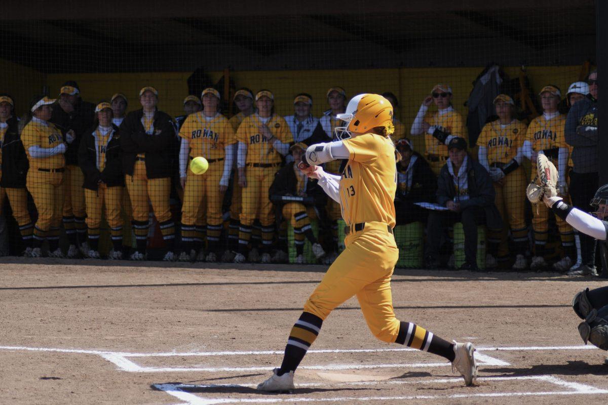 Morgan Zane mid-swing against William Paterson. Zane currently leads the team in RBIs this season. Saturday, April 2, 2022. - Staff Photographer / Tyrese Williams