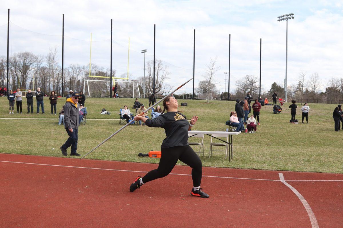 Morgan Carr during the javelin throw earlier this season. Carr broke her own personal record this past weekend. Saturday, March 26, 2022. - Multimedia Editor / Lee Kotzen