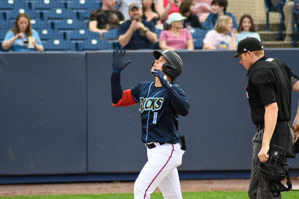 Ricardo Mendez reaches home earlier this season. Mendez would be the one to send the winning-run home in the Blue Rocks' 6-5 victory over the Cyclones Tuesday night. Friday, May 20, 2022. - Staff Photographer / Tyrese Williams