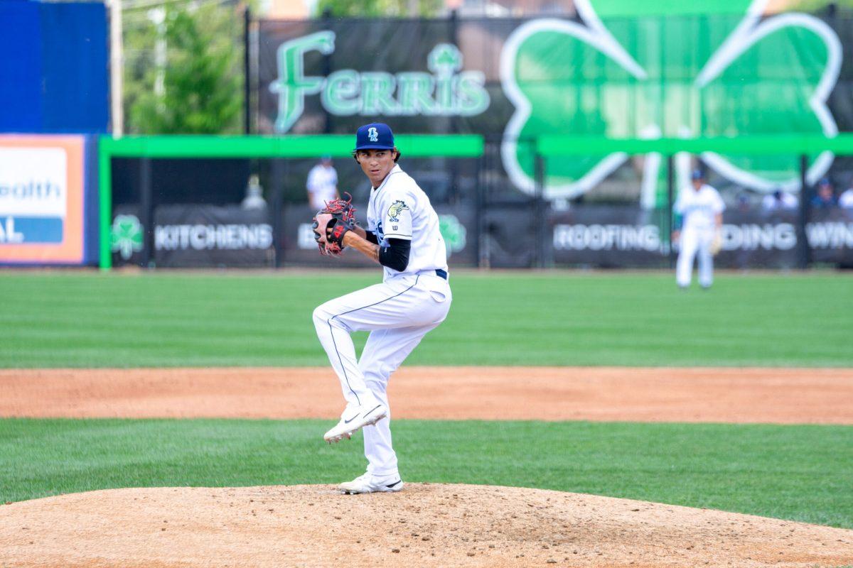 Michael Cuevas winds up for his pitch earlier this season. Cuevas and the rest of the pitching staff struggled with walks in Thursday night's matchup, giving up a total of eight. Sunday, May 28, 2022. - Staff Photographer / Ashley Craven