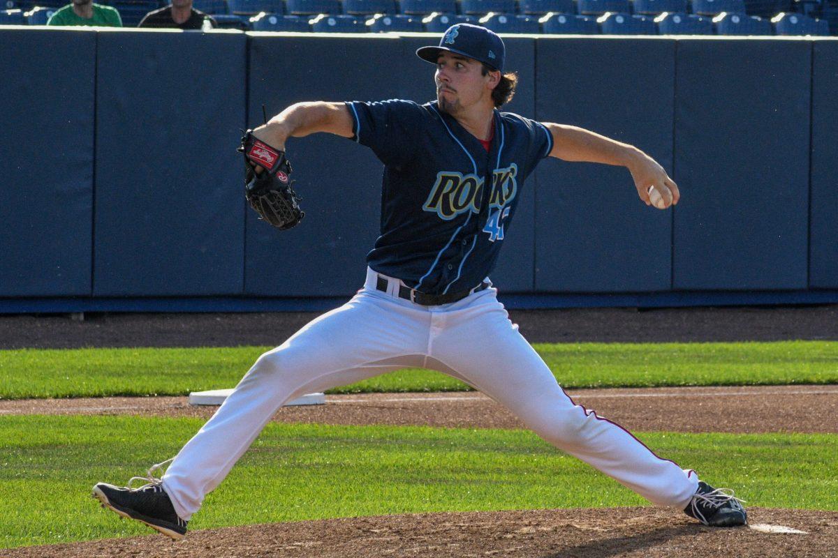 Tim Cate delivered his pitch. Cate pitched seven scoreless innings in the Blue Rocks 1-0 victory on Thursday night. Friday, June 17, 2022. - Staff Photographer / Tyrese Williams 