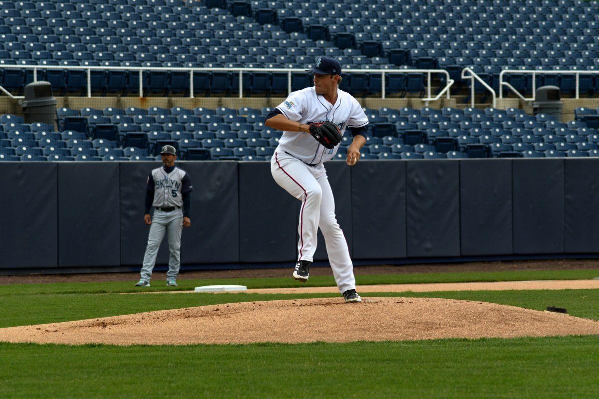 Mitchell Parker winds up for a pitch. Parker currently has an ERA of 1.90 for the season. Saturday, April 9, 2022. - Staff Photographer / Tyrese Williams