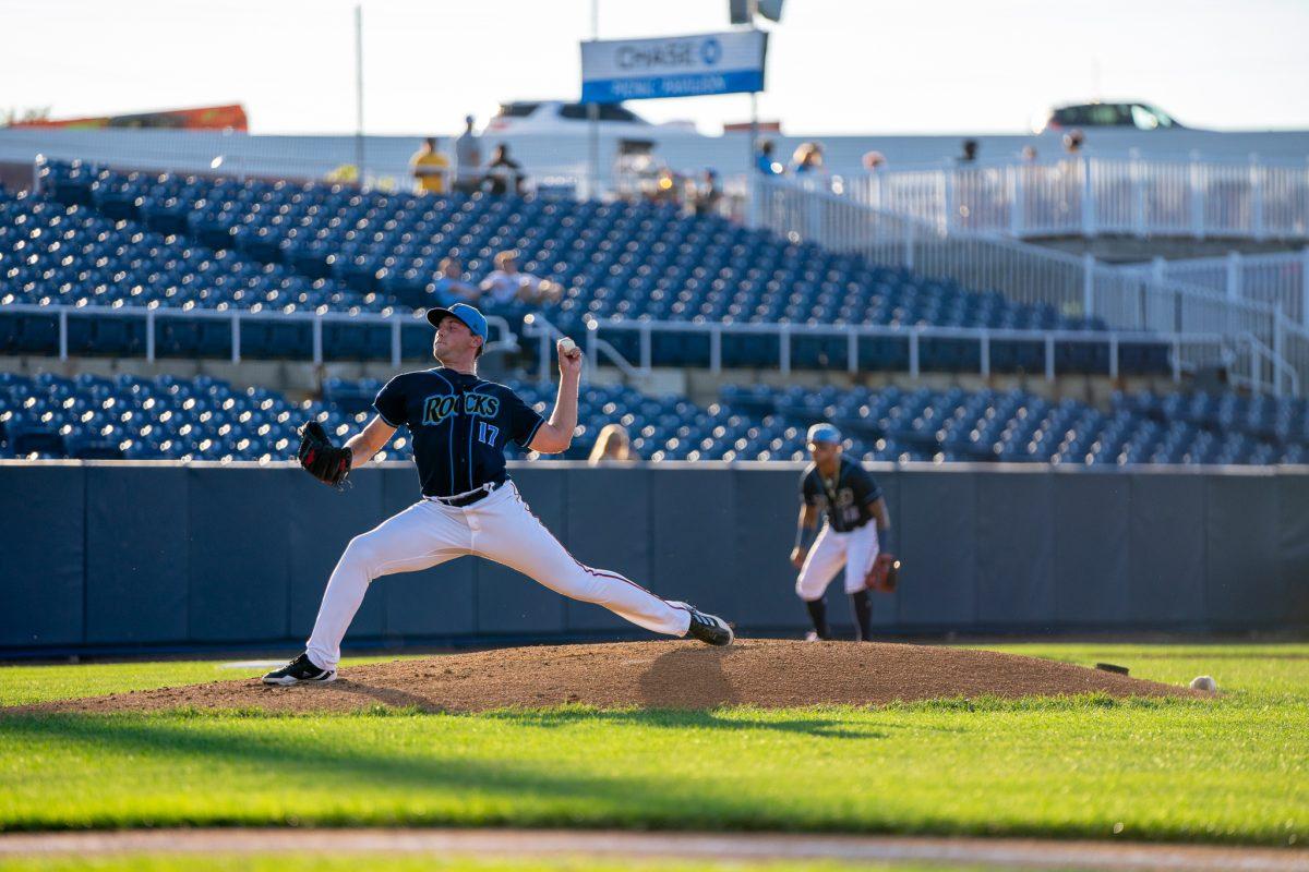 Mitchell Parker throws a pitch. Parker went 1.1 innings and gave up seven runs in the Blue Rocks' loss. Wednesday, August 3, 2022. - Staff Photographer / Ashley Craven