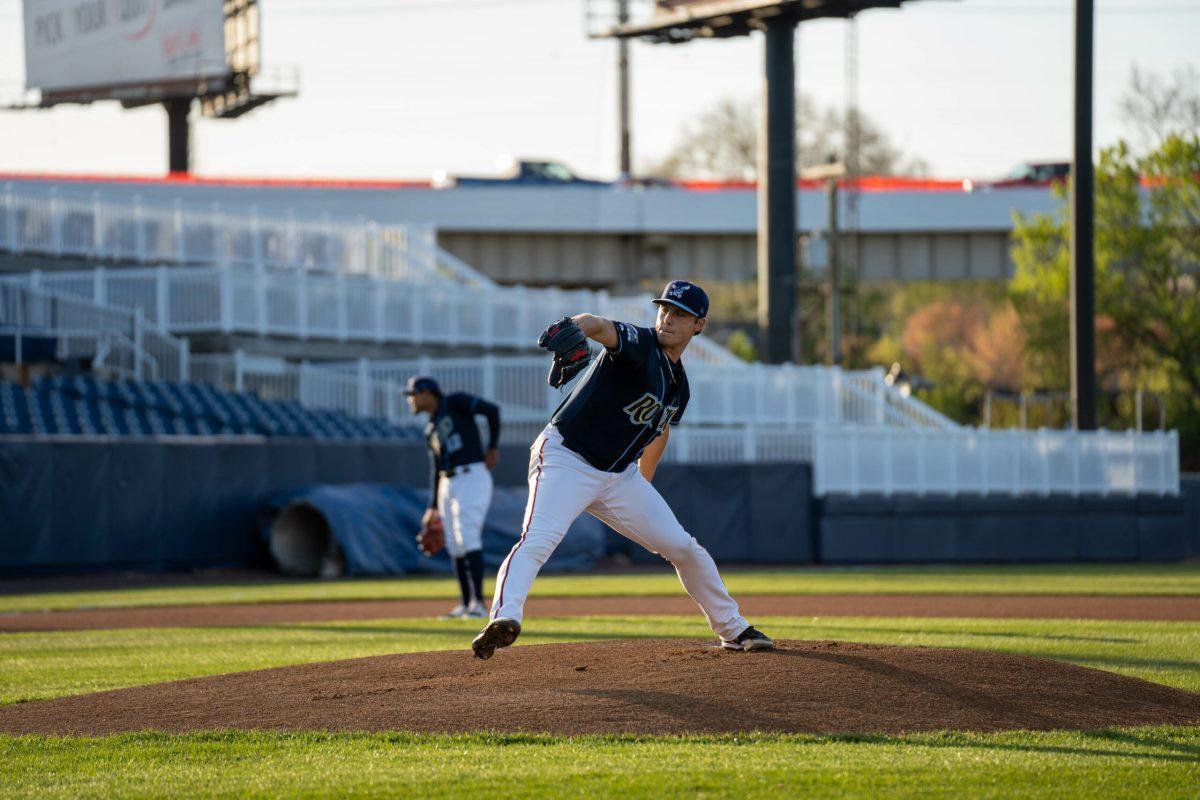 Mitchell Parker in his pitching motion. Parker was handed the loss on Friday night against Aberdeen. Friday, August 26, 2022. - Photo / Joey Nicolo, Wilmington Blue Rocks Photographer
