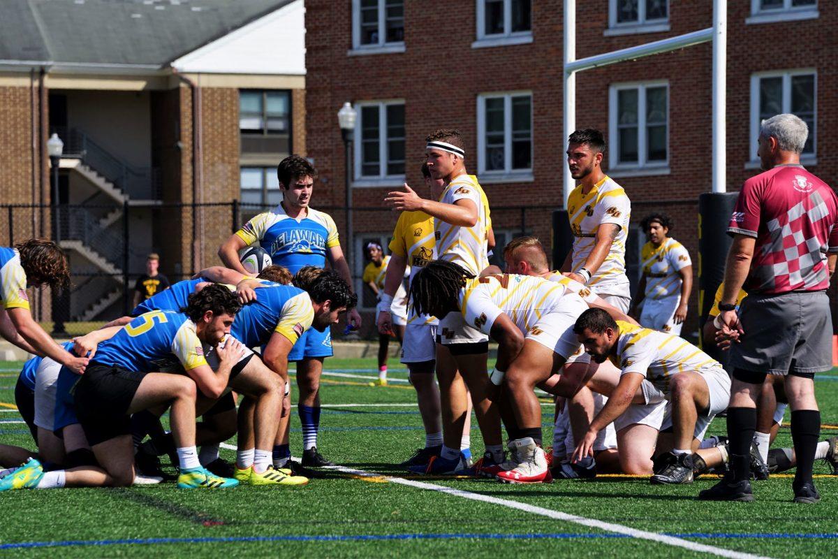 Rowan men's rugby team sets up for scrum. The team earned their first victory of the season last Saturday. Saturday, Oct. 2, 2021. - Staff Photographer / Ashely Craven