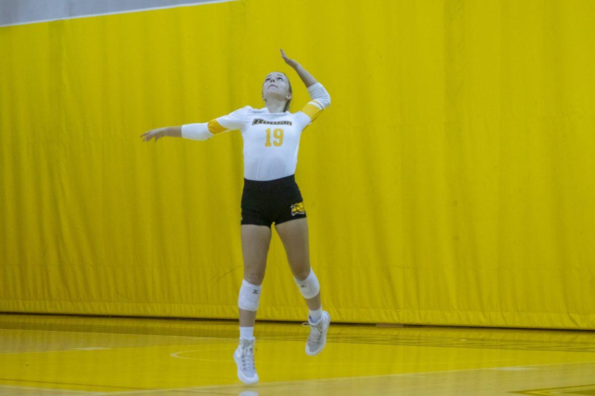 Vanessa Hutchinson serves. Hutchinson and Jena Kaul have been two key factors in Rowan's current success. Tuesday, Sept. 6, 2022. - Multimedia Editor / Lee Kotzen