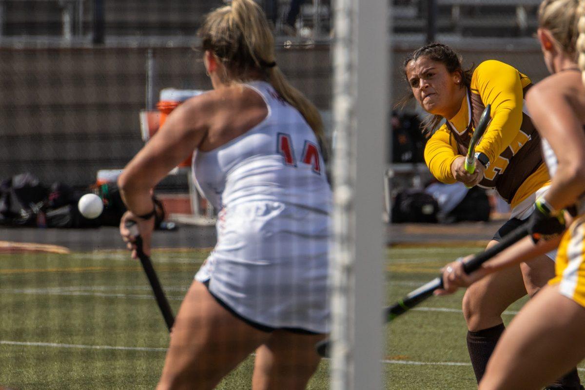 Julia Patrone takes a shot. Patrone has recorded 21 goals on the year with two more regular season matchups left. Saturday, Oct. 8, 2022. - Multimedia Editor / Lee Kotzen