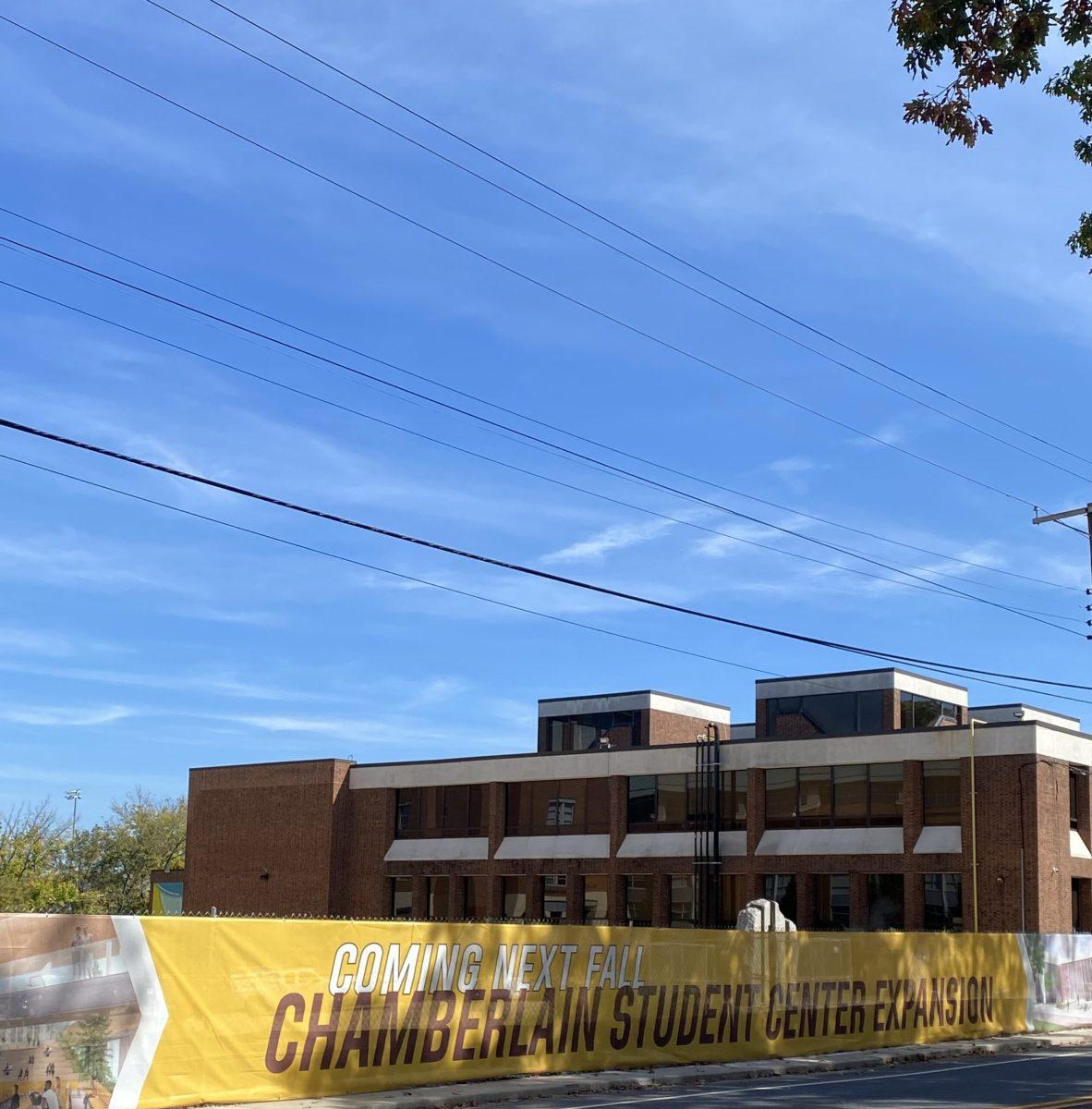 Contruction on the Chamberlain Student Center is expected to be completed in fall 2023. - Staff Writer / Madison Miller