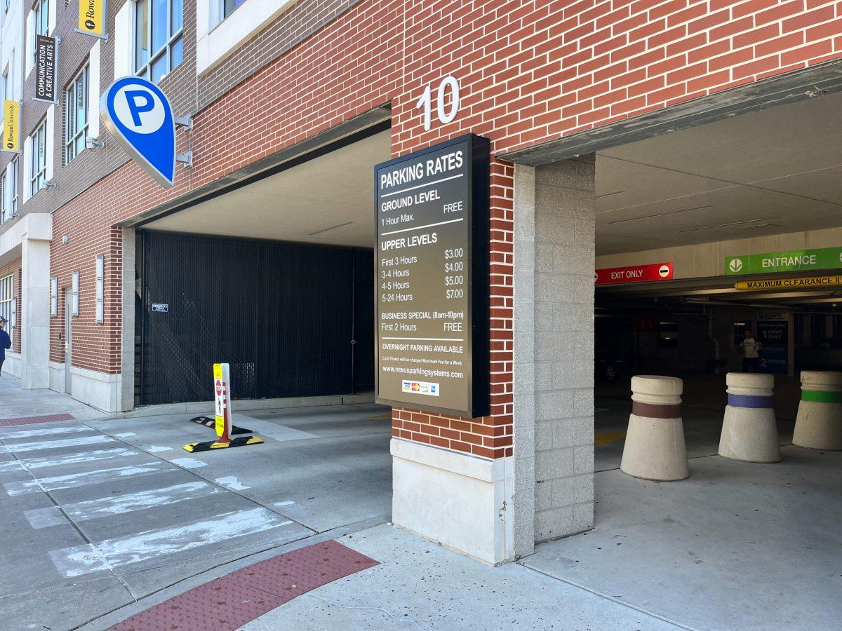 The Mick Drive parking garage lists rates for parking based on the amount of time a car will be parked within the garage. - Contributor / Morgan Reitzel