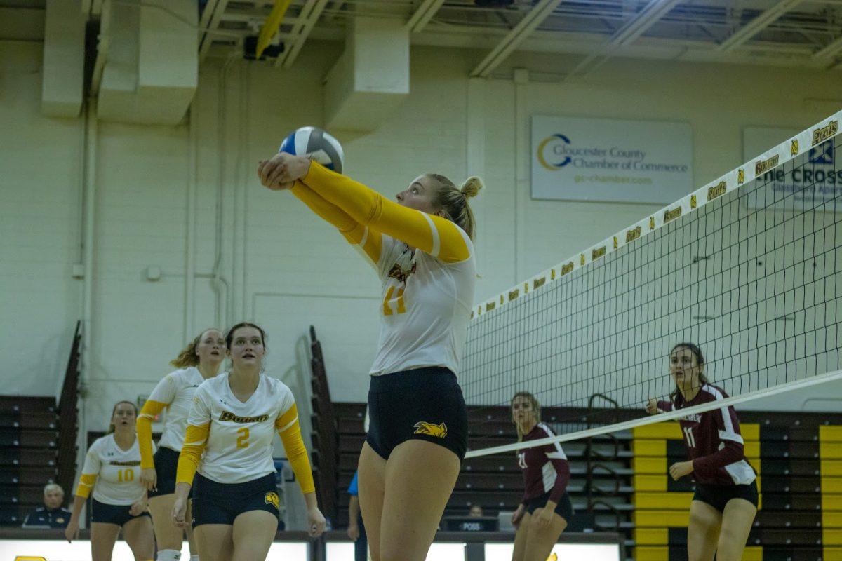 Isabel Kirchner bumps the ball. Kirchner almost hit a career high against NJCU. Tuesday, Sept. 6, 2022. - Multimedia Editor / Lee Kotzen