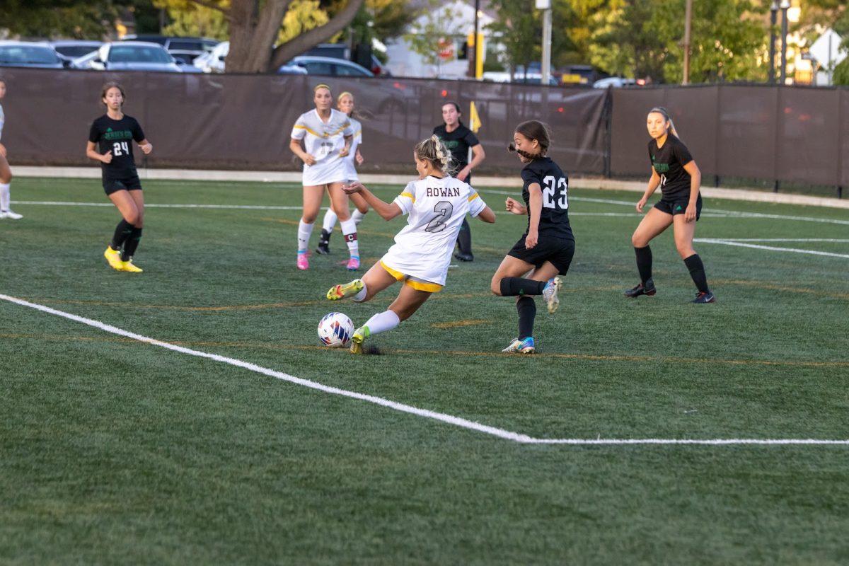 Olivia Giordano goes for a shot earlier this season. Giordano scored the second goal of the matchup against Rutgers-Newark. Wednesday, Sept. 28, 2022. - Multimedia Editor / Lee Kotzen