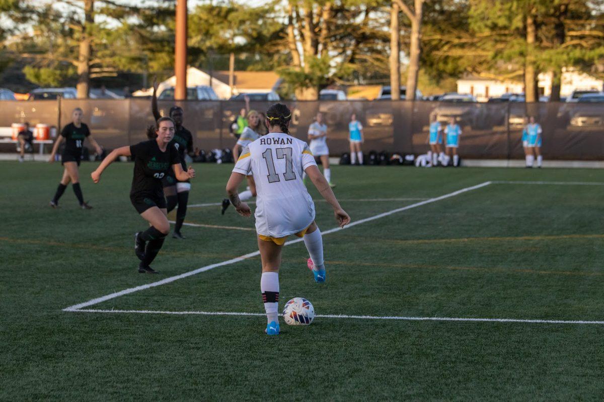 Natalie Pantalone controls the ball. Pantalone and the Profs failed to score against Stockton. Wednesday, Sep. 28, 2022. - Multimedia Editor / Lee Kotzen