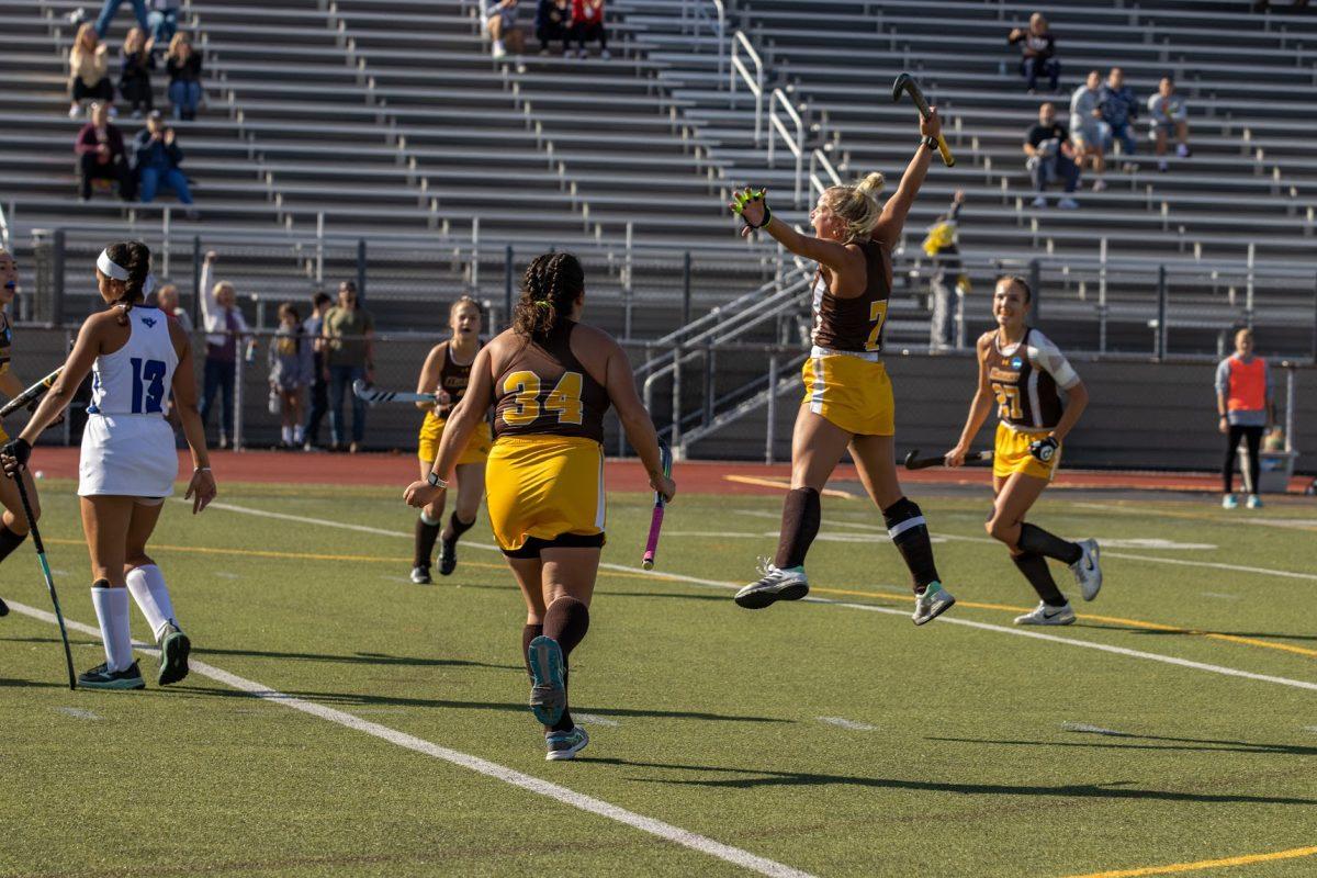 Kristiina Castagnola celebrates after a goal. Castagnola scored three of Rowan's seven goals over the weekend. - Saturday, Nov. 12, 2022. - Multimedia Editor / Lee Kotzen