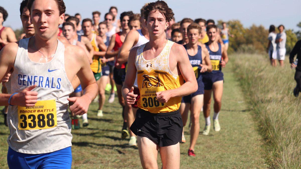 Noah Cziryak keeps up with the pack during a meet. Cziryak competed in his last collegiate meet ever. Saturday, Oct. 15, 2022. - Photo / Rowan Athletics