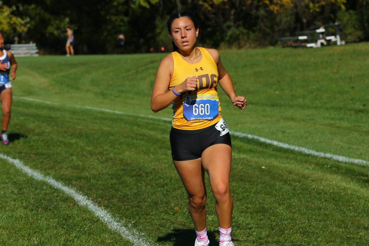 Mia Guerra during a meet. Guerra is in her third year with the team. - Photo / Rowan Athletics