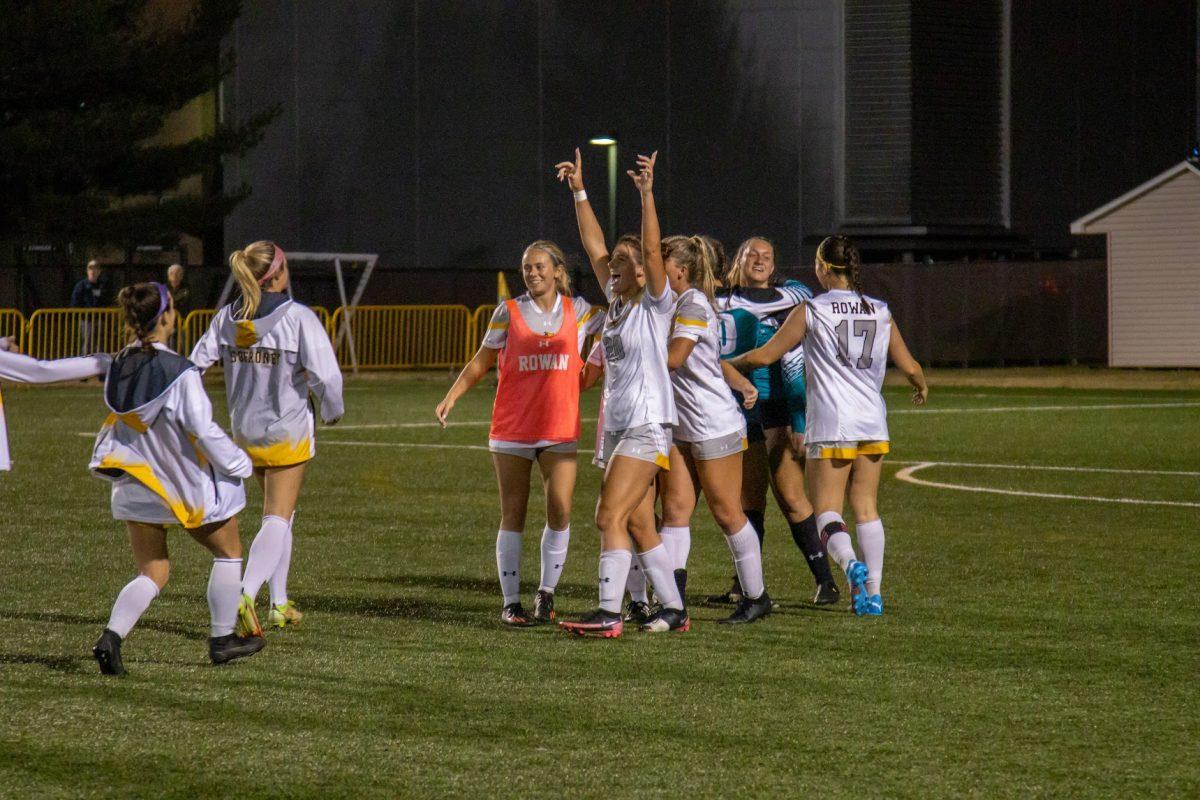 Rowan women's soccer celebrate after a win. The team brought home the 2022 NJAC Championship. Wednesday, Nov. 2, 2022. - Multimedia Editor / Lee Kotzen