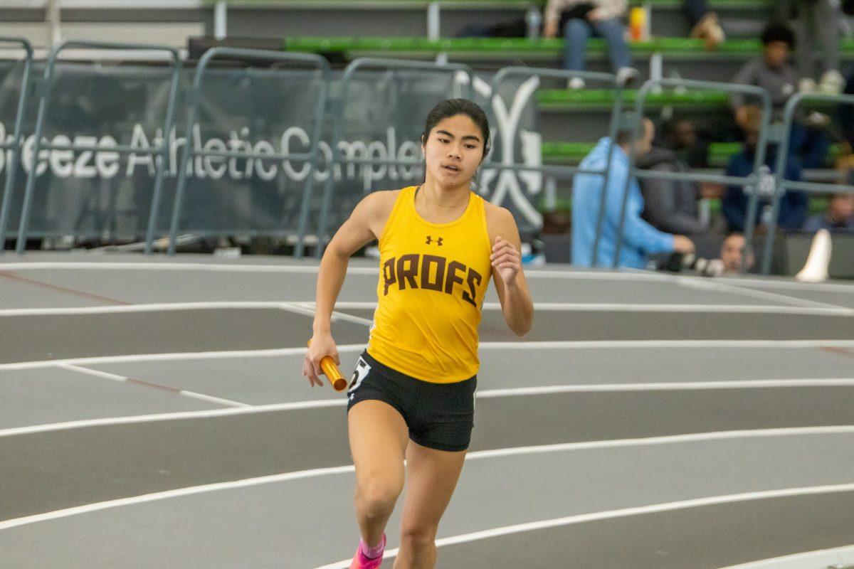 Gabriella Pagano runs in the 4x400. Pagano ran in the event at the NJAC Championships. Friday, Feb. 3, 2023. - Multimedia Editor / Lee Kotzen