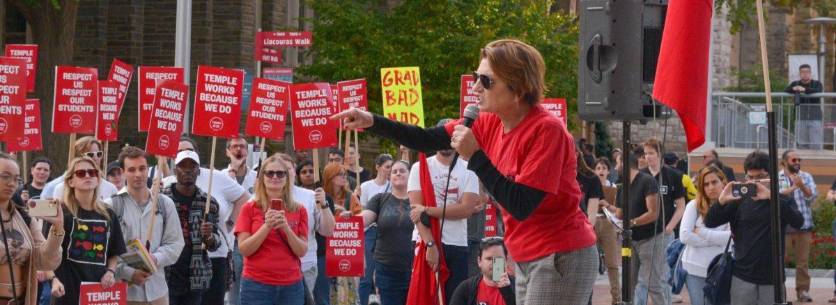 Temple University students protest on strike for better wages and healthcare benefits. - Photo / Temple University Graduate Students Association (TUGSA)