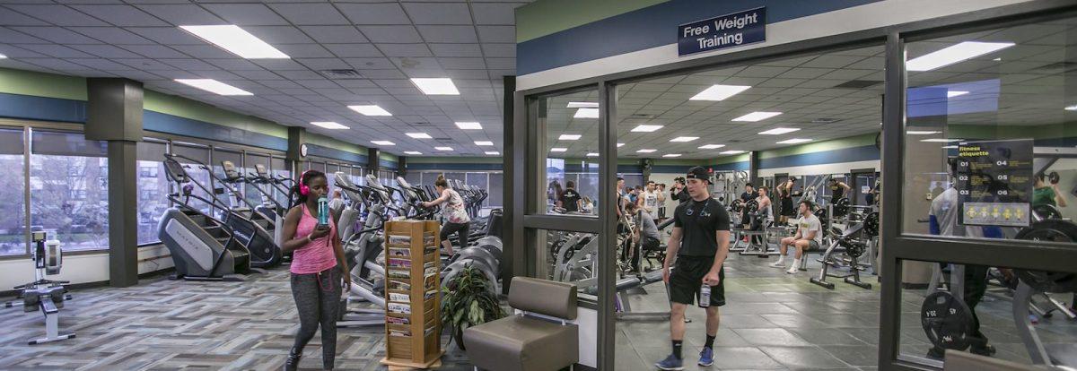 Students walk through the REC Center on campus. - Photo via Rowan University